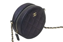 Load image into Gallery viewer, 極美品 CHANEL シャネル チェーンショルダーバッグ ココマーク マトラッセ クラシック 丸型 キャビアスキン 27番台 パープル系 シェル 中古 4b001137