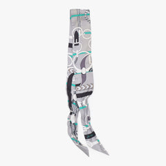 HERMES エルメス ツイリー 乗馬の装備 グレー マルチカラー 美品 中古 4b011461