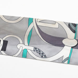 HERMES エルメス ツイリー 乗馬の装備 グレー マルチカラー 美品 中古 4b011461
