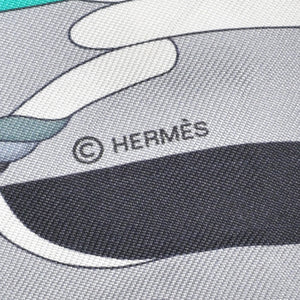HERMES エルメス ツイリー 乗馬の装備 グレー マルチカラー 美品 中古 4b011461