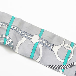 HERMES エルメス ツイリー 乗馬の装備 グレー マルチカラー 美品 中古 4b011461