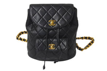 Load image into Gallery viewer, 極美品 CHANEL シャネル DUMA デュマ バックパック リュック 3番台 チェーンショルダー ココマーク ラムスキン ブラック 中古 4b001147