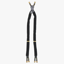 Load image into Gallery viewer, 極美品 CHANEL シャネル サスペンダー ロゴマーク ヴィンテージ ゴム レザー ブラック ゴールド 中古 4b011482