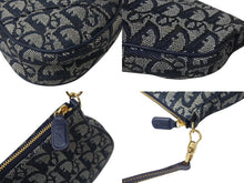 画像をギャラリービューアに読み込む, Christian Dior クリスチャンディオール トロッター サドルポーチ ワンショルダーバッグ MC1001 ネイビー 美品 中古 4b001150