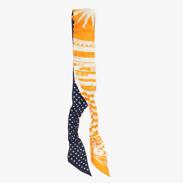 HERMES エルメス ツイリー 占星術 ドット オレンジ ネイビー 美品 中古 4b011537