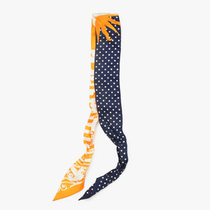 HERMES エルメス ツイリー 占星術 ドット オレンジ ネイビー 美品 中古 4b011537