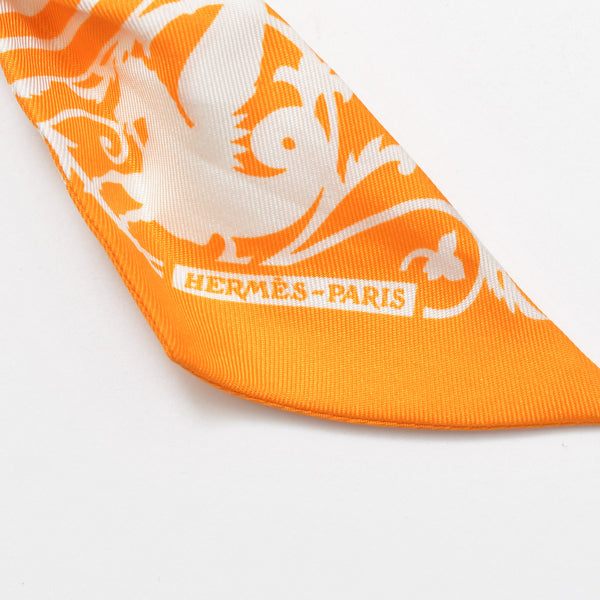 HERMES エルメス ツイリー 占星術 ドット オレンジ ネイビー 美品 中古 4b011537