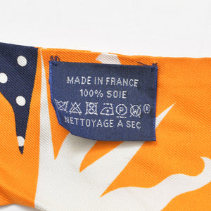 HERMES エルメス ツイリー 占星術 ドット オレンジ ネイビー 美品 中古 4b011537