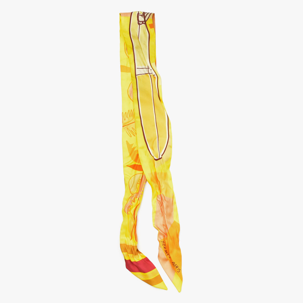 HERMES エルメス ツイリー SEA SURF AND FUN 海とサーフとファン イエロー マルチカラー 美品 中古 4b011538