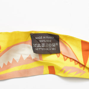 HERMES エルメス ツイリー SEA SURF AND FUN 海とサーフとファン イエロー マルチカラー 美品 中古 4b011538
