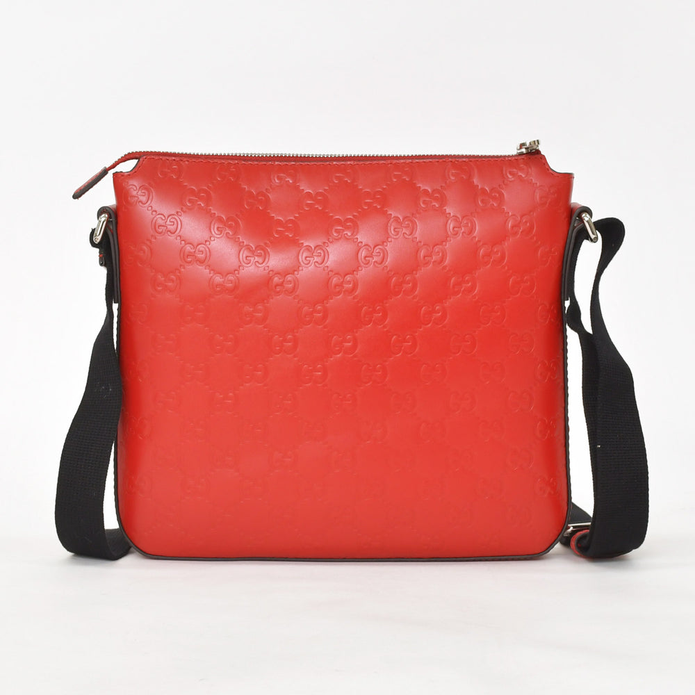 極美品 GUCCI グッチ ショルダーバッグ 406410 498879 イタリア製 グッチシマ レッド シルバー金具 中古 4a001156