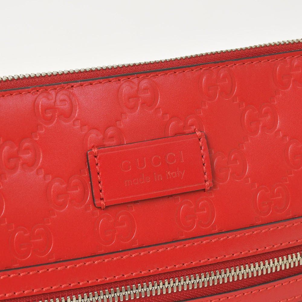 Very Good Condition GUCCI Gucci Shoulder Bag 406410 498879 Made in Italy Guccisima Red Silver Hardware Used 4a001156