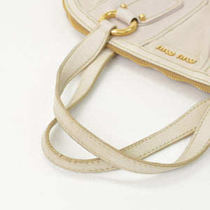MIUMIU ミュウミュウ ヴィンテージ ハンドバッグ ベージュ ブラウン レザー ゴールド金具 良品 中古 4b011685