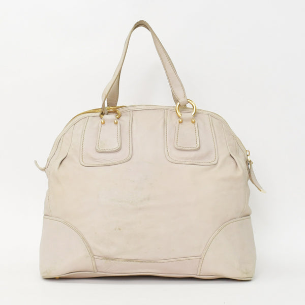 MIUMIU ミュウミュウ ヴィンテージ ハンドバッグ ベージュ ブラウン レザー ゴールド金具 良品 中古 4b011685