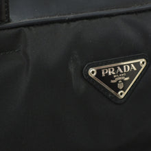 Load image into Gallery viewer, 極美品 PRADA プラダ トライアングルロゴ プレート ハンドバッグ ブラック ナイロン レザー シルバー金具 中古 4b011686