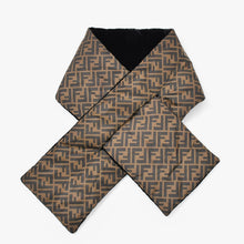 Load image into Gallery viewer, FENDI フェンディ ズッカ柄 スカーフ ブラウン ブラック ナイロン ベロア ロゴ 小物 マフラー 美品 中古 4b011779