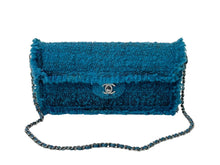 Load image into Gallery viewer, 極美品 CHANEL シャネル イーストウエスト チェーンワンショルダーバッグ 7番台 ココマーク ツイード レザー ブルー 中古 4b001179