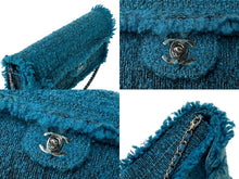 Load image into Gallery viewer, 極美品 CHANEL シャネル イーストウエスト チェーンワンショルダーバッグ 7番台 ココマーク ツイード レザー ブルー 中古 4b001179