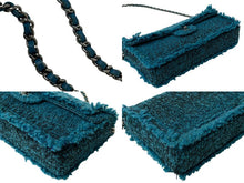 Load image into Gallery viewer, 極美品 CHANEL シャネル イーストウエスト チェーンワンショルダーバッグ 7番台 ココマーク ツイード レザー ブルー 中古 4b001179