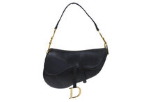 画像をギャラリービューアに読み込む, Christian Dior クリスチャンディオール サドルバッグ ワンショルダーバッグ RU 0062 レザー ブラック ガリアーノ期 美品 中古 4b001181