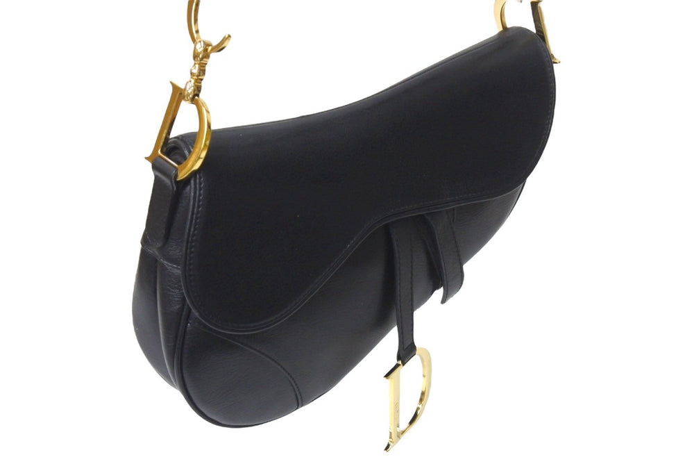 Christian Dior クリスチャンディオール サドルバッグ ワンショルダーバッグ RU 0062 レザー ブラック ガリアーノ期 美品 中古 4b001181