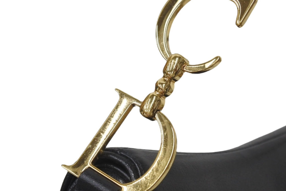Christian Dior クリスチャンディオール サドルバッグ ワンショルダーバッグ RU 0062 レザー ブラック ガリアーノ期 美品 中古 4b001181