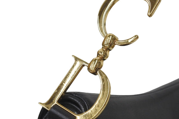 Christian Dior クリスチャンディオール サドルバッグ ワンショルダーバッグ RU 0062 レザー ブラック ガリアーノ期 美品 中古 4b001181
