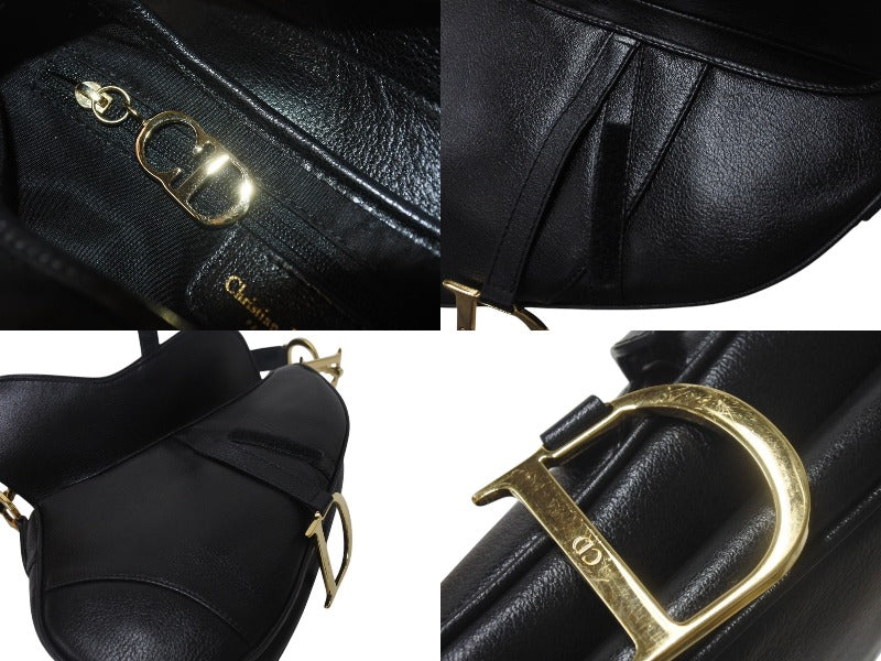 Christian Dior クリスチャンディオール サドルバッグ ワンショルダーバッグ RU 0062 レザー ブラック ガリアーノ期 美品 中古 4b001181