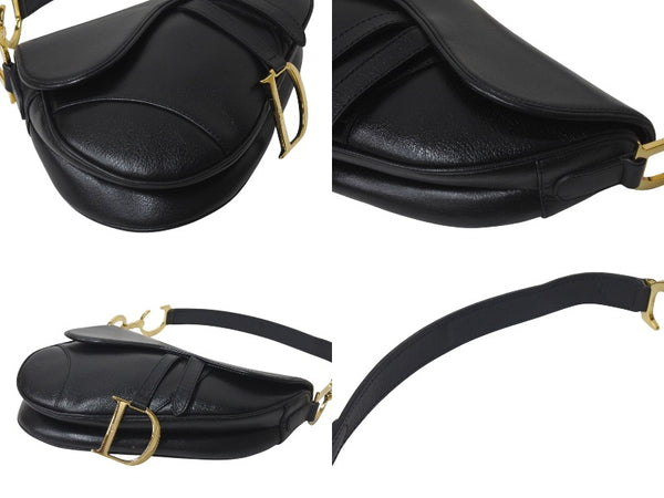 Christian Dior クリスチャンディオール サドルバッグ ワンショルダーバッグ RU 0062 レザー ブラック ガリアーノ期 美品 中古 4b001181