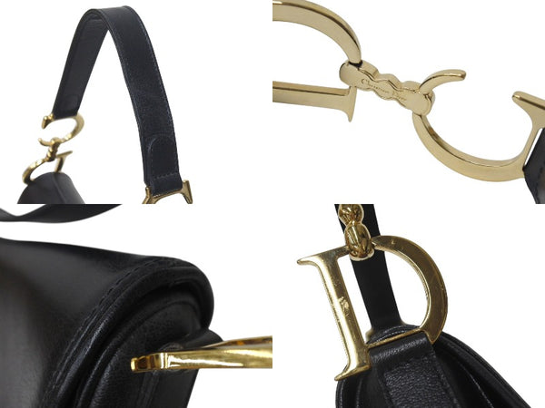 Christian Dior クリスチャンディオール サドルバッグ ワンショルダーバッグ RU 0062 レザー ブラック ガリアーノ期 美品 中古 4b001181