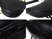 画像をギャラリービューアに読み込む, Christian Dior クリスチャンディオール サドルバッグ ワンショルダーバッグ RU 0062 レザー ブラック ガリアーノ期 美品 中古 4b001181