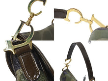 画像をギャラリービューアに読み込む, Christian Dior クリスチャンディオール プレオウンド サドルバッグ パテント カモフラージュ 迷彩 ガリアーノ期 美品 中古 4b001182