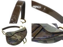 画像をギャラリービューアに読み込む, Christian Dior クリスチャンディオール プレオウンド サドルバッグ パテント カモフラージュ 迷彩 ガリアーノ期 美品 中古 4b001182
