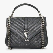 Load image into Gallery viewer, SAINT LAURENT サンローラン カレッジ ショルダーバッグ 428056 GUE428056.0916 レザー ブラック シルバー金具 美品 中古 4b011848