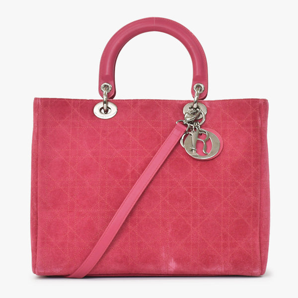 Christian Dior クリスチャンディオール Lady Dior Large レディディオール ラージ 2WAYバッグ 05-MA-0043 カナージュ 美品 中古 4b011855
