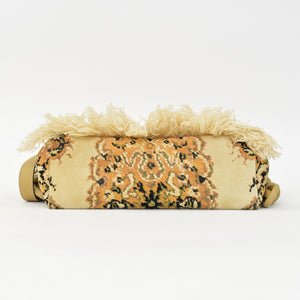 極美品 LOEWE ロエベ フラメンコ 花柄 ショルダーバッグ スエード レザー ブラウン ベージュ ゴールド金具 中古 4b011856