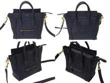 画像をギャラリービューアに読み込む, CELINE セリーヌ ラゲージ ナノ 2WAY ショルダーバッグ ハンドバッグ イタリア製 レザー シルバー シルバー金具 美品 中古 4b001193