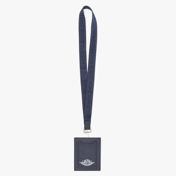 新品未使用 DIOR ディオール AIR DIOR カードケース ロゴ ストラップ レザー ネイビー シルバー金具 中古 4b012044