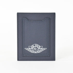 新品未使用 DIOR ディオール AIR DIOR カードケース ロゴ ストラップ レザー ネイビー シルバー金具 中古 4b012044