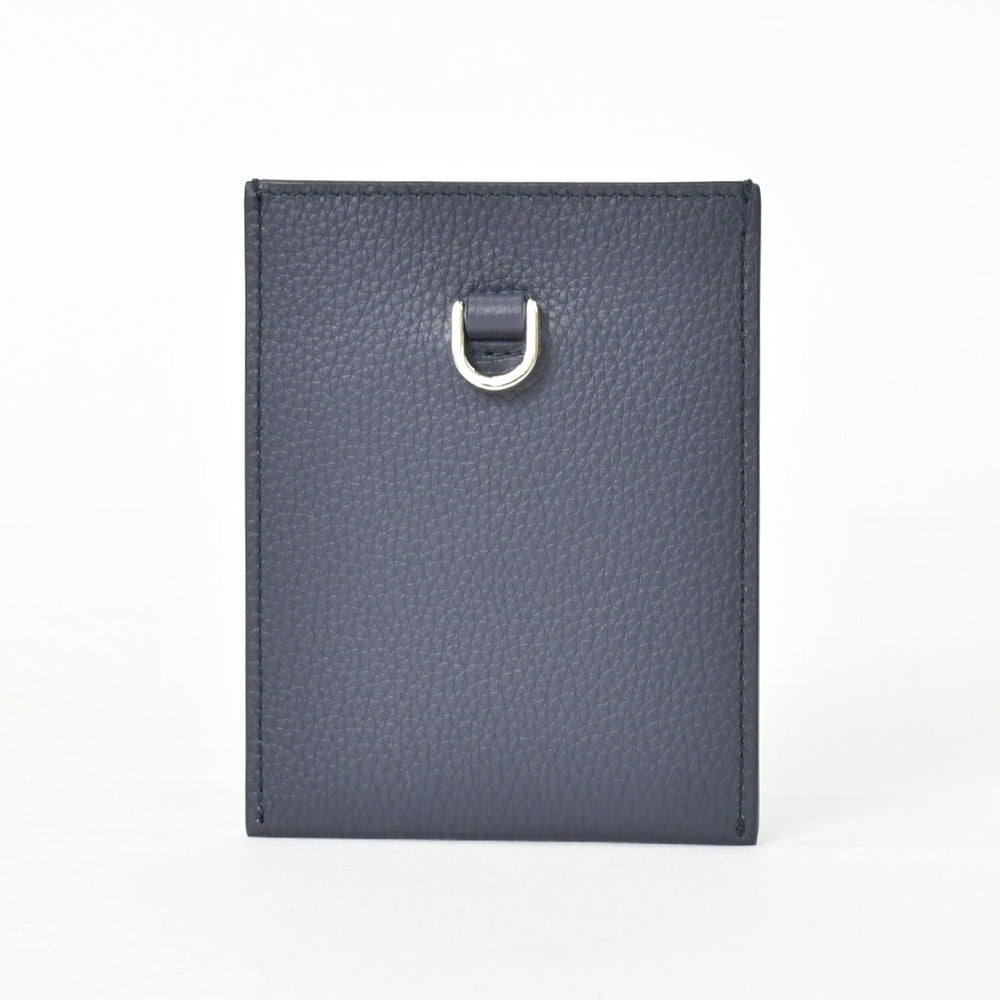 新品未使用 DIOR ディオール AIR DIOR カードケース ロゴ ストラップ レザー ネイビー シルバー金具 中古 4b012044