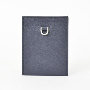 新品未使用 DIOR ディオール AIR DIOR カードケース ロゴ ストラップ レザー ネイビー シルバー金具 中古 4b012044