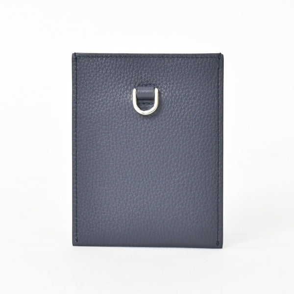 新品未使用 DIOR ディオール AIR DIOR カードケース ロゴ ストラップ レザー ネイビー シルバー金具 中古 4b012044