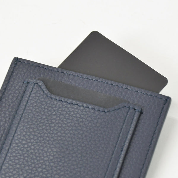 新品未使用 DIOR ディオール AIR DIOR カードケース ロゴ ストラップ レザー ネイビー シルバー金具 中古 4b012044