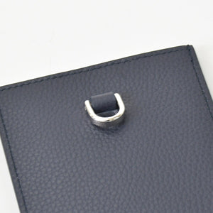 新品未使用 DIOR ディオール AIR DIOR カードケース ロゴ ストラップ レザー ネイビー シルバー金具 中古 4b012044