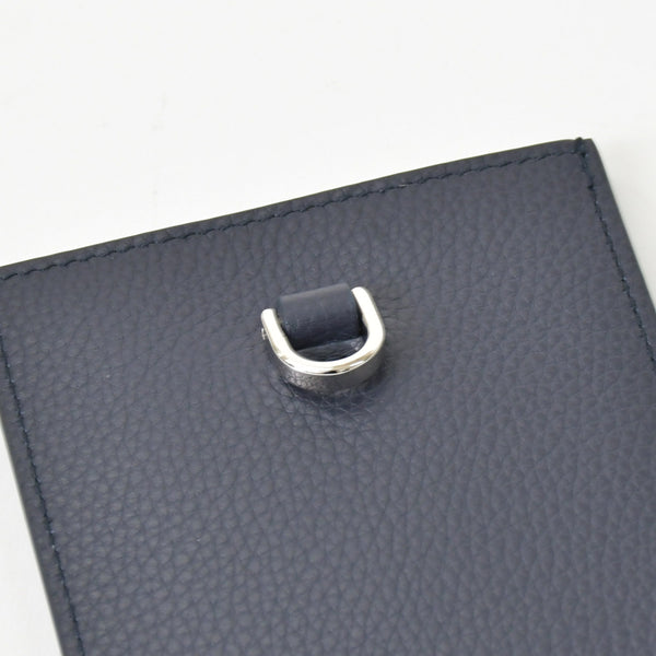 新品未使用 DIOR ディオール AIR DIOR カードケース ロゴ ストラップ レザー ネイビー シルバー金具 中古 4b012044