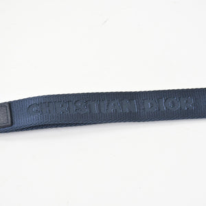 新品未使用 DIOR ディオール AIR DIOR カードケース ロゴ ストラップ レザー ネイビー シルバー金具 中古 4b012044