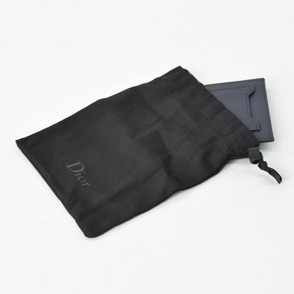 新品未使用 DIOR ディオール AIR DIOR カードケース ロゴ ストラップ レザー ネイビー シルバー金具 中古 4b012044