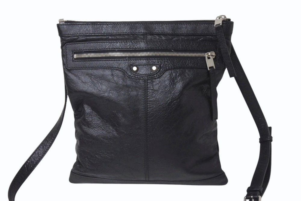 BALENCIAGA バレンシアガ ネオスケッチ ショルダーバッグ ブラック レザー 390924 黒 シルバー金具 美品 中古 4b001208