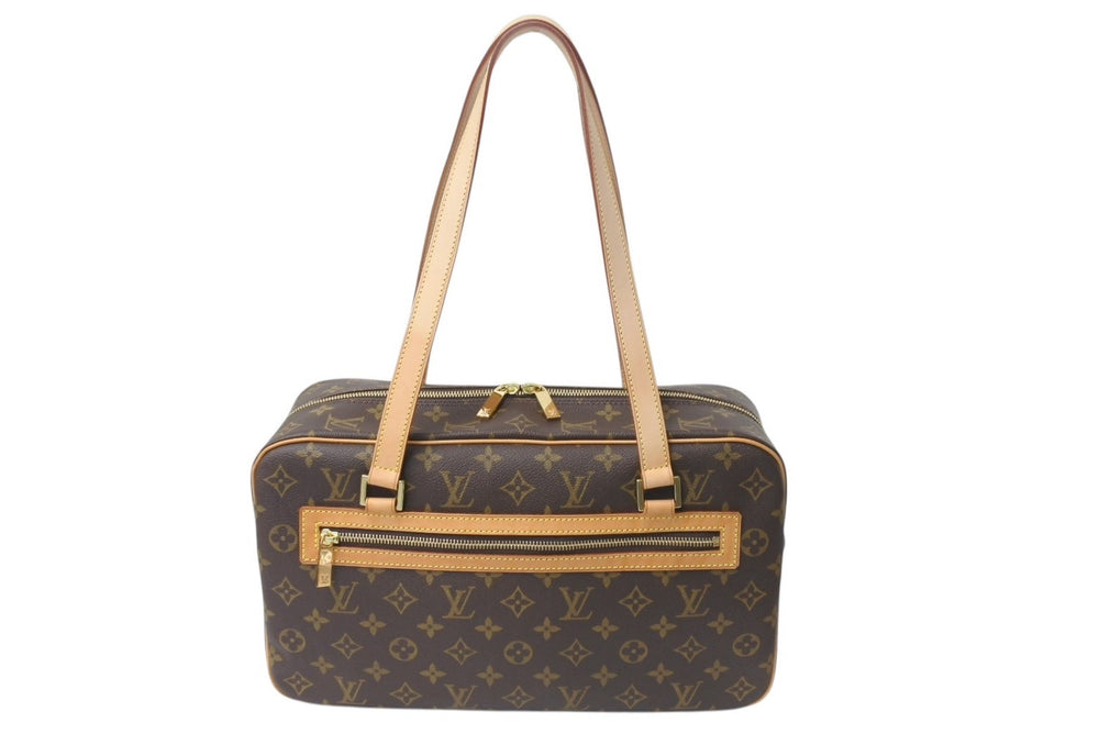 極美品 LOUISVUITTON ルイヴィトン シテGM ショルダーバッグ モノグラム M51181 PVC ヌメ革 ブラウン ゴールド金具 中古 4b001210