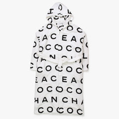 Like new CHANEL Logo Bathrobe Jacket P74329V66015 Gown Black White Size M Used 4a000083